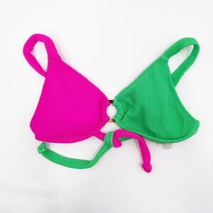 PILYQ PQ Swim Bikini Top Size Small NEW Kiwi Reef Two-Toned Neon Pink Green NWOT